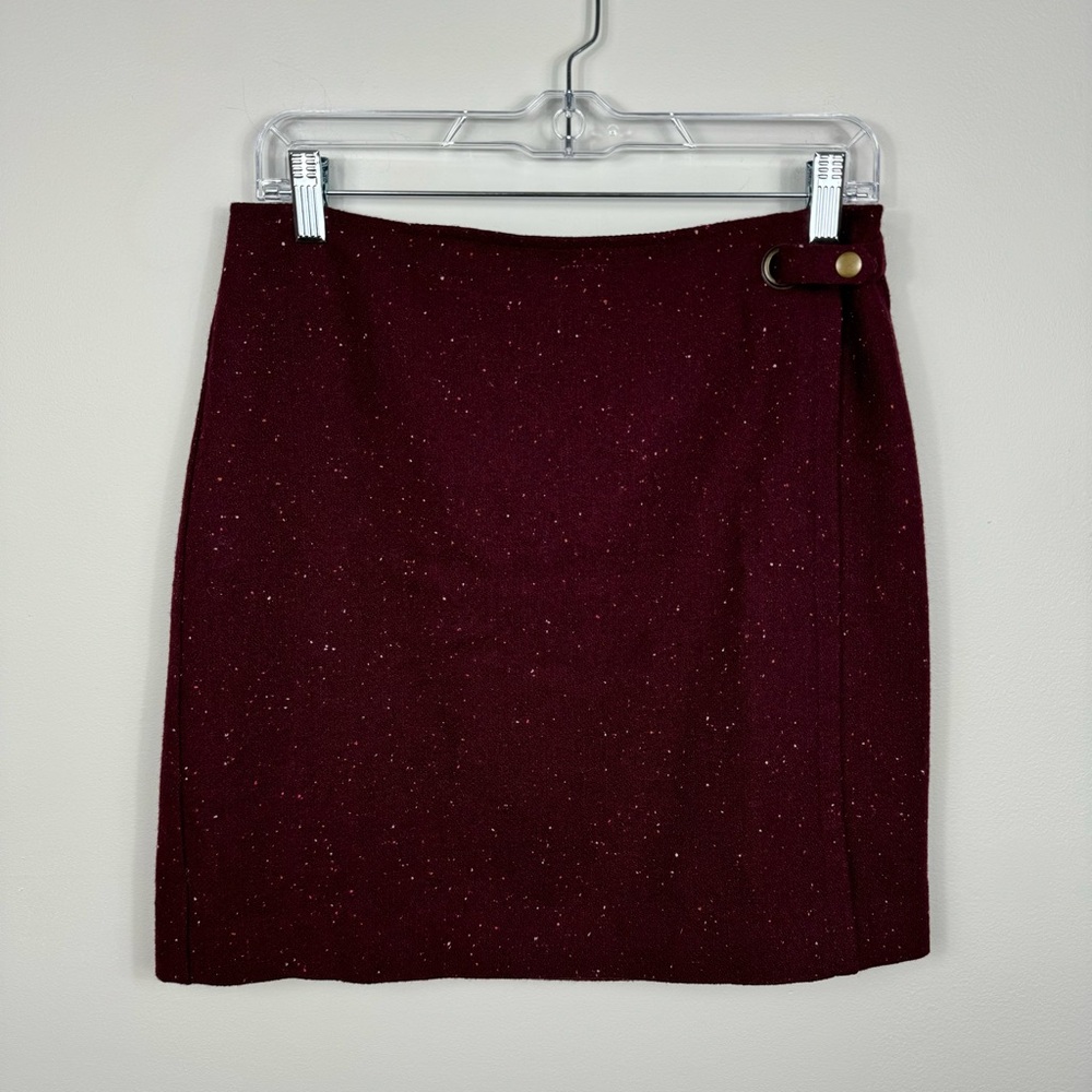 Banana Republic Wool Blend Speckled Burgundy Mini Skirt Size 4